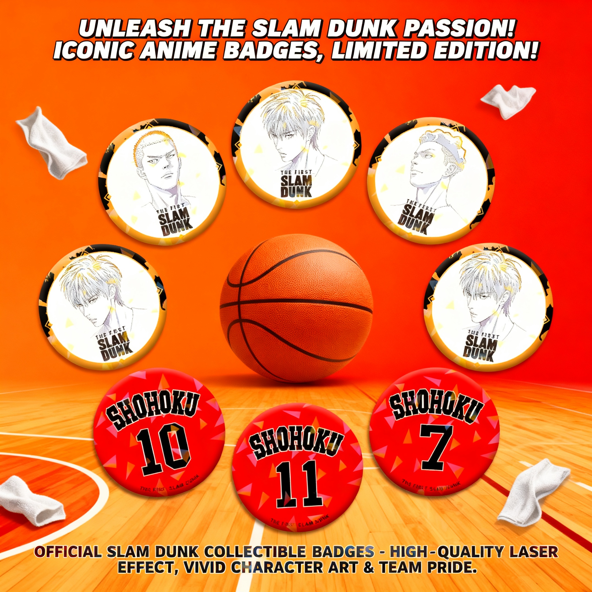 Anime Merchandise Collection - Customizable Slam Dunk Anime Badge Matte