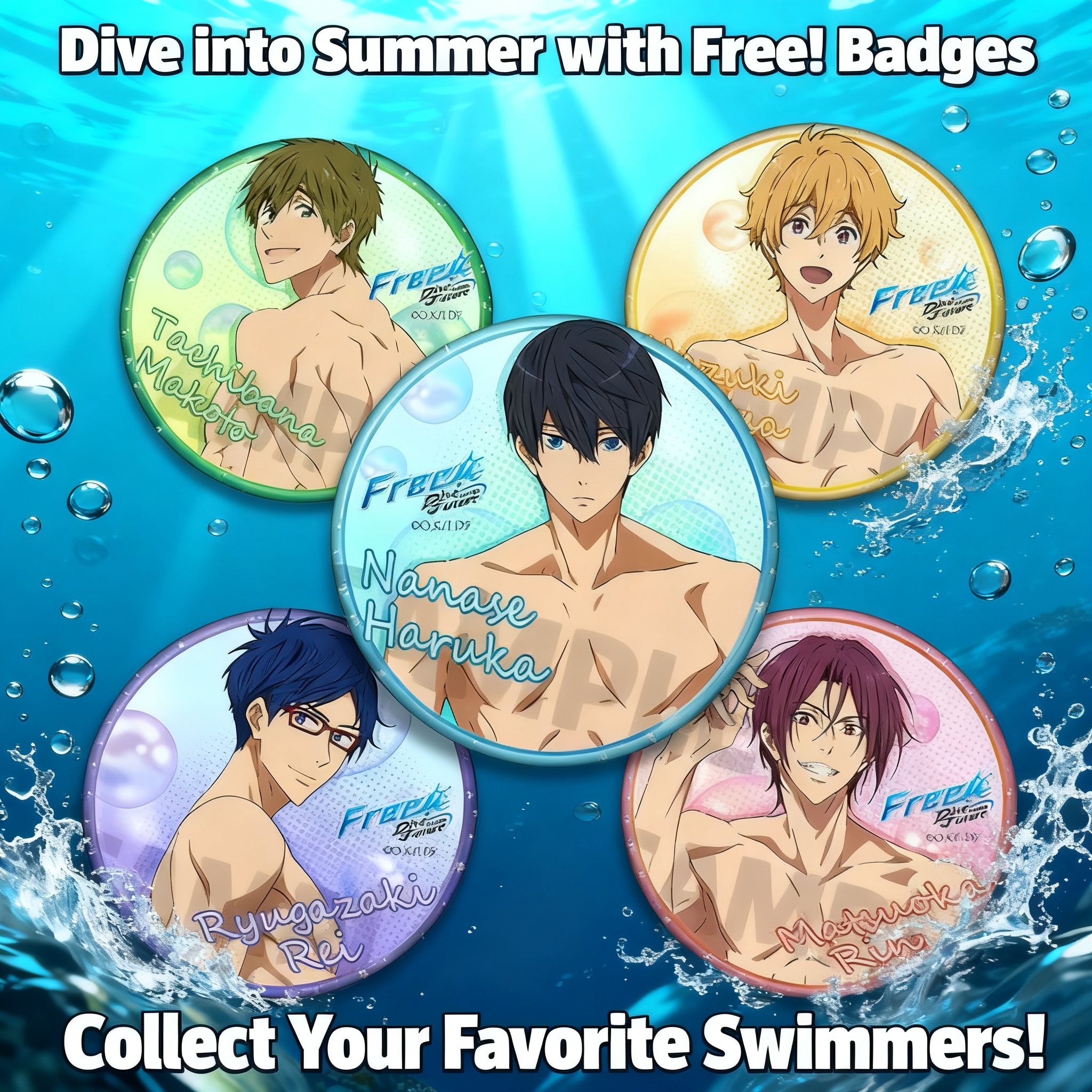 Free Swimming Club Anime Badge - Official Merchandise Anime reseña y precio